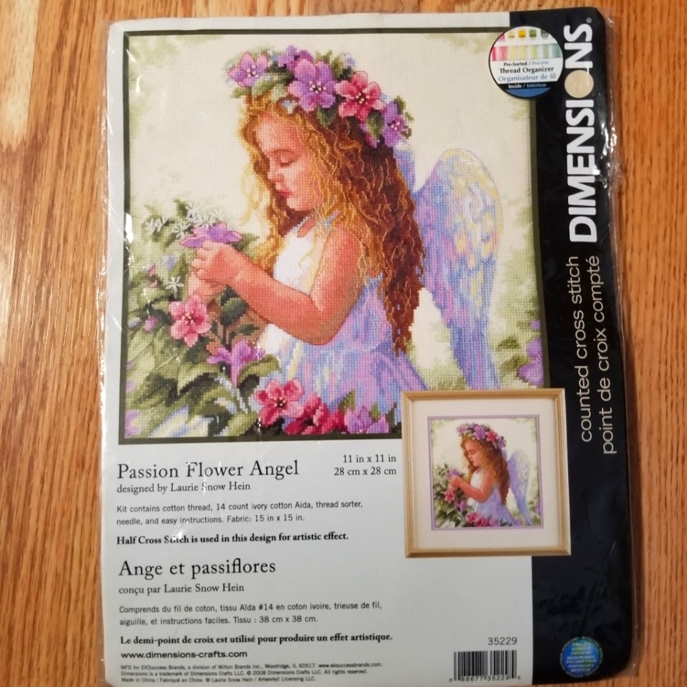 DIMENSIONS NWT Passion Flower Angel Counted Cross Stitch 11x11